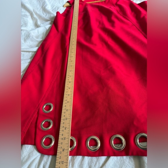 Karl Lagerfeld red plus size 16 wide strap dress silver grommet hem - Picture 4 of 10